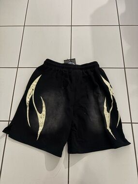 Men's Black HellStar (NFC TAG) Athletic Shorts with Flame Graphics